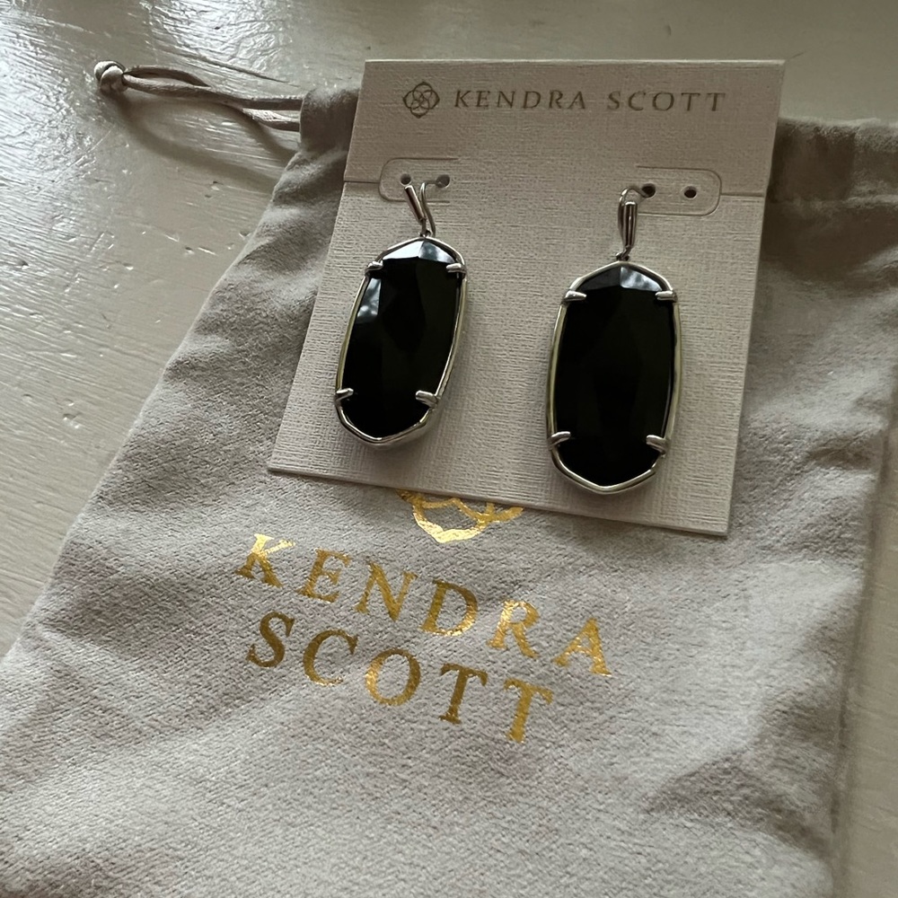 Kendra Scott Faceted Elle Earrings Black and Silver